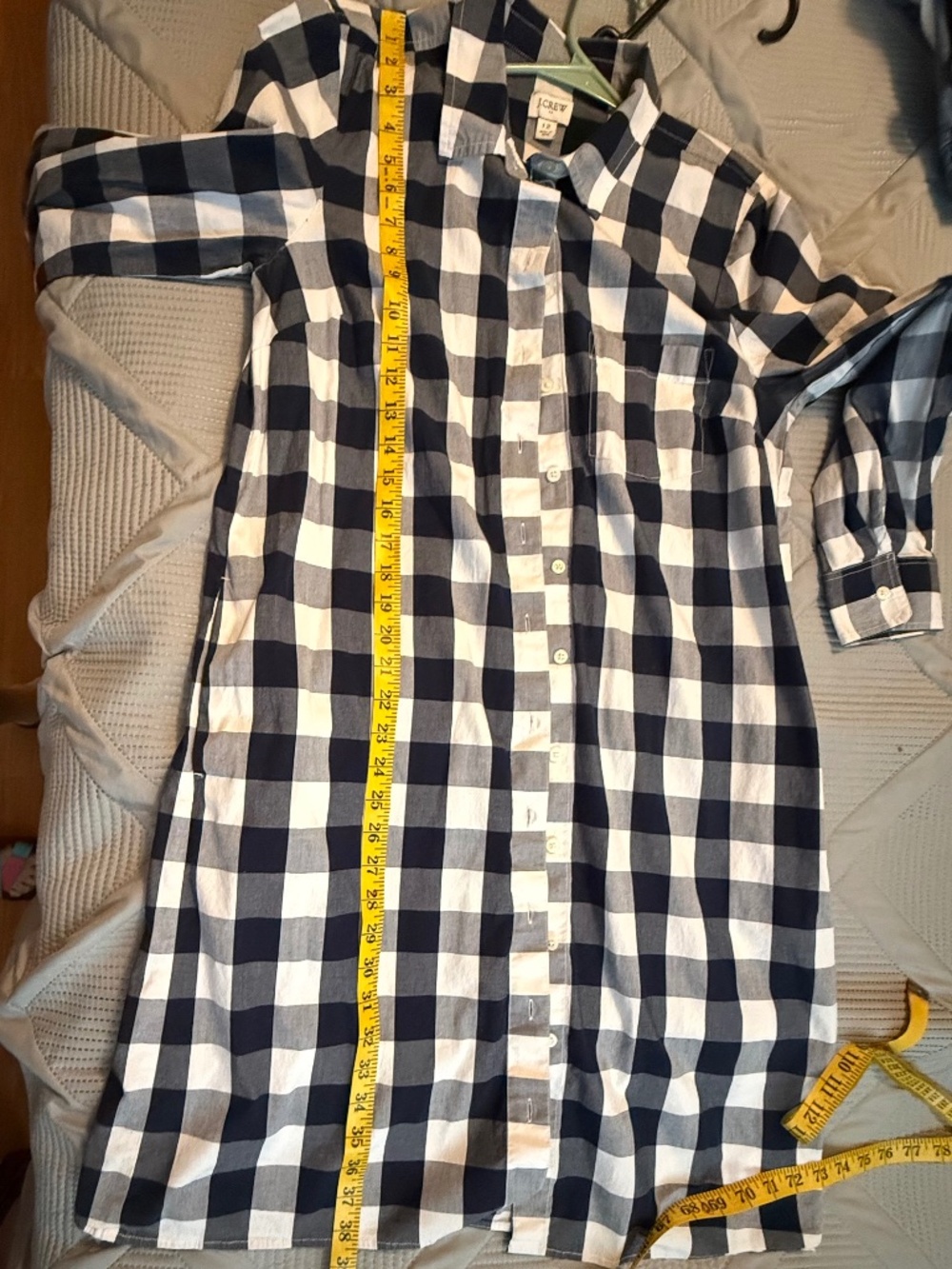 J.Crew Buffalo Check Shirt Dress Women’s Size 12 navy and White
